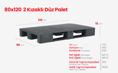 Plastik Palet Düz 80x120 Gri