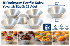Alüminyum Petifür Kalıbı Yuvarlak Büyük 25 Adet