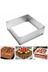 Pasta Çemberi Pandispanya Kare Ayarlı 20x20X10 cm