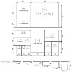 Gastronom Küvet Paslanmaz 2/1- 20 mm 53x65 cm