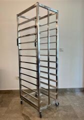 Tepsi Taşıma Arabası Paslanmaz 40x60 cm 15 tepsili