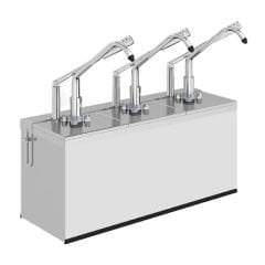 Kalando KD-216 Paslanmaz Çelik Kollu Üçlü Sos Pompası Standı, 1/6 GN, 3x3 L