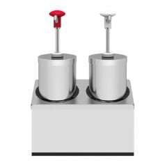Kalando KD-004 Silindir Hazneli Stantlı Paslanmaz Çelik Sos Pompası, 2x2.25 L