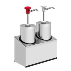 Kalando KD-004 Silindir Hazneli Stantlı Paslanmaz Çelik Sos Pompası, 2x2.25 L