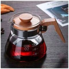 Ahşap Saplı Kahve Sürahisi, 600 ml