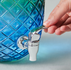 Musluklu Cam Sebil 4650 Ml Mavi Yeşil