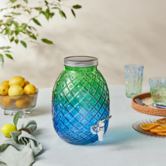 Musluklu Cam Sebil 4650 Ml Mavi Yeşil