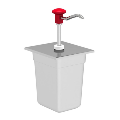 Kalando KD-002 Basmalı Paslanmaz Çelik Sos Pompası, GN 1/6, Kırmızı