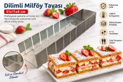Dilimli Milföy Tavası 51x11x8 cm Paslanmaz Çelik