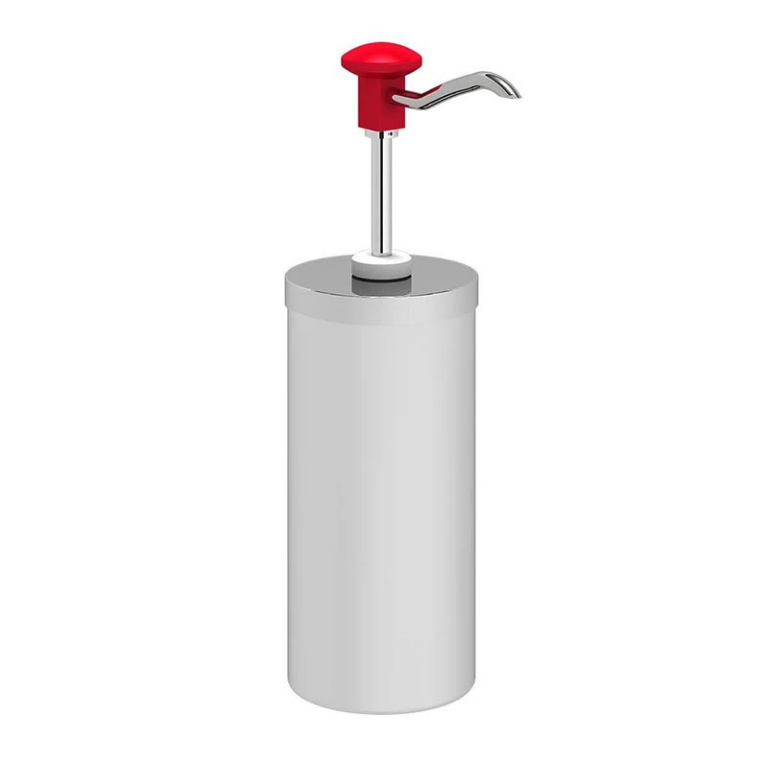 Kalando KD-004 Silindir Hazneli Basmalı Paslanmaz Çelik Sos Pompası, 2.25 L, Kırmızı