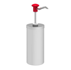 Kalando KD-004 Silindir Hazneli Basmalı Paslanmaz Çelik Sos Pompası, 2.25 L, Kırmızı