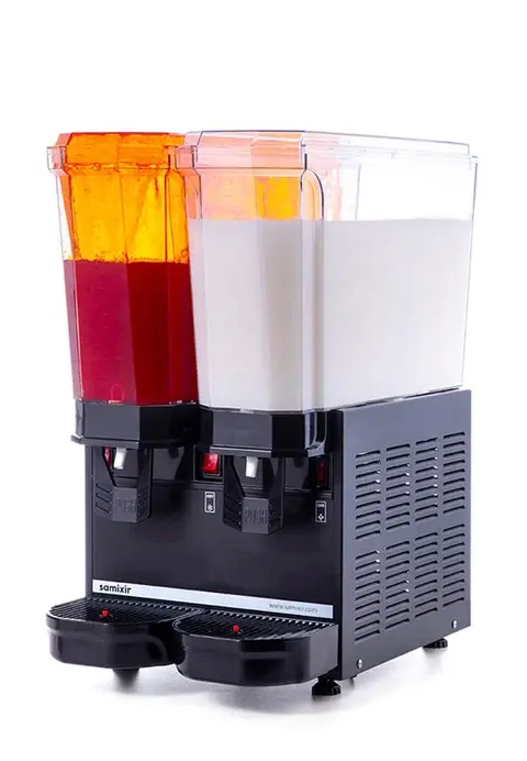 Samixir Klasik Twin Soğuk İçecek Dispenseri Karıştırıcı ve Fıskiyeli 20+20 Litre Siyah 40.SMB