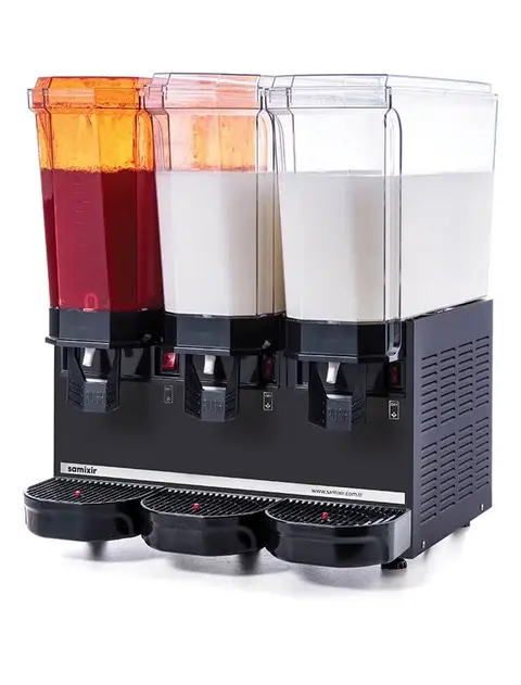 Samixir Klasik Triple Soğuk İçecek Dispenseri Fıskiyeli ve Karıştırıcılı 20+20+20 Litre Siyah 60.SMMB