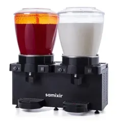 Samixir Panaromik Analog Twin Soğuk İçecek Dispenseri Fıskiyeli ve Karıştırıcılı 22+22 Litre Siyah SM44.AB