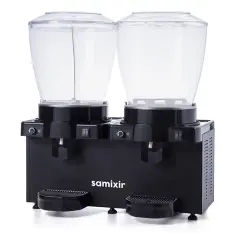 Samixir Panaromik Analog Twin Soğuk İçecek Dispenseri Fıskiyeli ve Karıştırıcılı 22+22 Litre Siyah SM44.AB