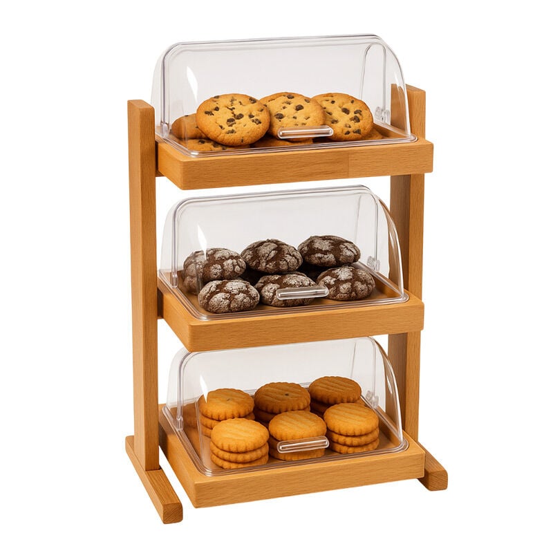 Üç Katlı Rolltop Teşhir Standı 42x29x72 cm - GRV-RS-03