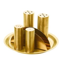 6'lı Yuvarlak Tuzluk Baharat Peçetelik Takımı GRV-342 (Gold)