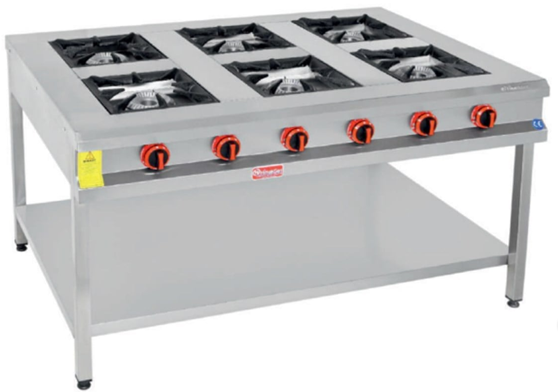 6 Lı Taban Raflı Ocak Gazlı ve LPG Li 150X100X85 Cm HMK-TBOG 1510