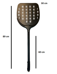 Alüminyum Pizza Küreği Geniş Delikli Koyu 30x60 cm