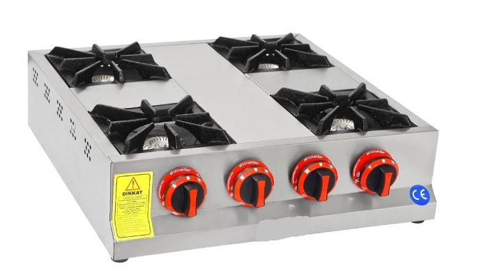 4'lü Ocak Set Üstü Gaz ve LPG'li Ekonomik 60x60x14 cm